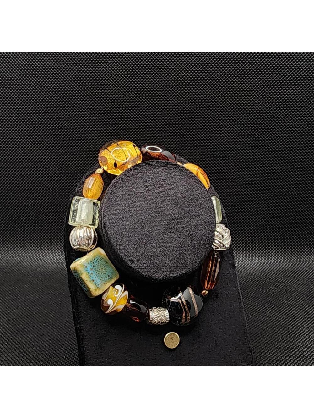 Vintage art glass handmade stretch bracelet